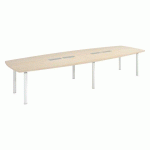 TABLE MODULABLE BELEM 14 PERSONNES L 380 X P 140 CM PEUPLIER PIÈTEMENT BLANC