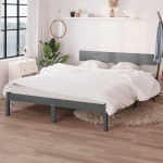 LES TENDANCES - CADRE DE LIT GRIS BOIS DE PIN MASSIF 120X190 CM UK PETIT DOUBLE 2