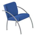 CHAISE VISITEUR EVA TISSU AVEC ACCOUDOIRS BLEU / ALUMINIUM