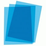 COUVERTURE DE RELIURE PLASTIQUE 20/100E TRANSPARENTE BLEUE - PAQUET DE 100
