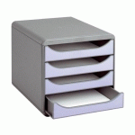 MODULE DE CLASSEMENT EXACOMPTA BIG BOX COFFRE NOIR 4 TIROIRS VIOLETS