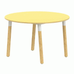 TABLE 4P INCL. MÉTAL/BOIS RONDE Ø 120 T6 STRAT ABS JAUNE/ALU