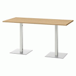 TABLE DE RÉUNION MEETING L 210 X P 100 CHÊNE CLAIR PIÉTEMENT MÉTAL BLANC