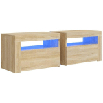 TABLES DE CHEVET 2 PCS AVEC LED CH�NE SONOMA 60X35X40 CM - VIDAXL