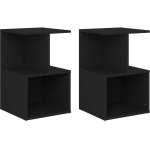 TABLES DE CHEVET 2 PCS NOIR 35X35X55 CM AGGLOMÉRÉ