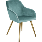 TECTAKE - CHAISE REMBOURRÉE, ASPECT VELOURS - TURQUOISE/OR