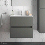 ENSEMBLE SALLE DE BAINS MEUBLE SUSPENDU ET VASQUE NOJA 700 GRIS MAT - SALGAR 85038