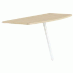 EXTENSION GALBÉE GARY POUR 2 BUREAUX 160 CM PIED BLANC PLT.CHÊNE CLAIR - MBA