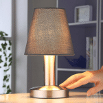 LINDBY LAMPE DE CHEVET GRISE HANNO ABAT-JOUR EN TISSU (LOT DE 2)