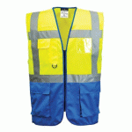 LOT DE 3 - PORTWEST C476 GILET EXECUTIVE WARSAW JAUNE/ROYAL - TAILLE M