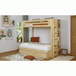 PACK LIT SUPERPOSÉ CHINOOK + 2 MATELAS  BOIS NATUREL 90-120X190 CM/OPT:MATELAS FEEVAH HR