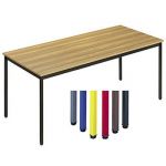 TABLE POLYVALENTE RECTANGLE - L. 180 X P. 80 CM - PLATEAU TECK - PIEDS BLEU