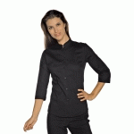 CHEMISE STRETCH COL MAO MANCHES 3/4 NOIR