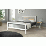 LIT MÉTAL ROXY FERPLAY  BLANC ET BOIS 160X200 CM
