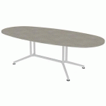 TABLE DE RÉUNION PLATEAU OVALE L.240 BÉTON PIEDS BLANC - QUADRIFOGLIO