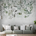 PAPIER PEINT FOGGY NATURE VERT - 400 X 280 CM - BLANC ET VERT