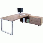 BUREAU CONSOLE ET PIED CADRE MÉTAL ROYAL - 195 CM - NOYER - ARTARREDI