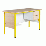 CHAIRE DE PROFESSEUR,1 TABLETTE,2 TIROIRS, PLATEAU BEIGE, CHANTS SURMOULÉS,JAUNE - MANUTAN COLLECTIVITÉS