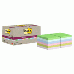 LOT DE 24 - NOTES REPOSITIONNABLES RECYCLÉES COULEURS SUPER STICKY POST-IT - BOÎTE DISTRIBUTRICE - BLOC DE 70 FEUILLES