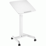 POSTE DE TRAVAIL À ROULETTES ASSIS/DEBOUT L 60 X P 52 CM BLANC AVEC PLATEAU INCLINABLE