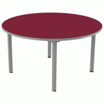 TABLE CARÉLIE MOB RONDE Ø120 T4 STRA POLY. CERISE GRIS/9006 - MOBIDECOR