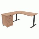 PACK BUREAU+CAISS IDEA ASYM. RET. À GAUCHE 180 CM NOYER/ANTHRACITE - QUADRIFOGLIO