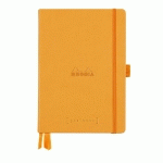RHODIARAMA GOALBOOK REMBORDÉ RIGIDE A5 240 PAGES DOT PAPIER BLANC 90G - ORANGE