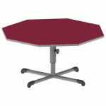 TABLE BANDANA OCTO. Ø120 T1/T3 PC STR POLY. CERISE GRIS/9006 - MOBIDECOR