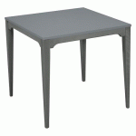 TABLE GRAND LARGE 80X80 CM STRATIFIÉ ABS - GRIS/ANTHRACITE - SUNSET CREATION