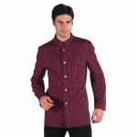 VESTE DE SERVICE COL MAO RAYÉ BORDEAUX 100% COTON