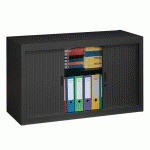 ARMOIRE MÉTAL À RIDEAUX DÉMONTABLE CLASSIQUE H 70 X L 120 CM CORPS NOIR / RIDEAUX NOIR