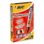 BIC POCHETTE DE 4 MARQUEURS PERMANENTS POINTE BISEAU ENCRE À BASE D'ALCOOL 4 COULEURS ASSORTIES 2300