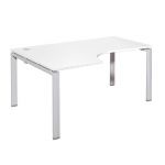 BUREAU COMPACT RETOUR À GAUCHE E-LINK - L. 160 X P. 110 CM - PLATEAU BLANC - 4 PIEDS ALUMINIUM