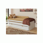 PACK LIT BANQUETTE GIGOGNE LUDLOW + 2 MATELAS  BLANC ET BOIS 90X200 CM/OPT:MATELAS ARNO LATEX