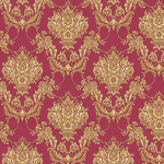 PAPIER PEINT ORIGINAL POUR SALON | PAPIER PEINT BAROQUE ROUGE ET DORÉ INTISSÉ | TAPISSERIE ÉLÉGANTE PARFAITE POUR SALLE À MANGER - 10,05 X 0,53 M