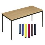 TABLE POLYVALENTE DROIT - L. 140 X P. 70 CM - PLATEAU HÊTRE - PIEDS BLEU