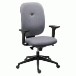 CHAISES DE BUREAU ALIA TISSU - DOSSIER HAUT AVEC ACCOUDOIRS - MÉCANISME SYNCHRONE - PIEDS NOIR