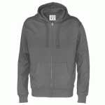COTTOVER SWEATSHIRT À CAPUCHE FULL ZIP HOMME - CERTIFIÉ GOTS ANTHRACITE - TAILLE XL