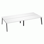 PÔLE DE 4 BUREAUX EDEN ARCHE L 360 CM AVEC GOULOTTE INTÉGRÉE PLATEAU BLANC PIED ANTHRACITE