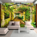 ARTGEIST - PAPIER PEINT PERGOLA - 400 X 280 CM - VERT ET BRONZE