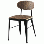 CHAISE AUSTIN ASS/DOS PIN VIEILLI VEINÉ - PIÈT ACIER NOIR - JAYSO