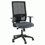 FAUTEUIL OFFICE SANS TÊTIÈRE PIÈTEMENT NOIR ASSISE GRISE - MANUTAN COLLECTIVITÉS
