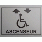 PLAQUE GRAVÉE ACCÈS ASCENSEUR+PICTO HANDICAPÉ FOND INOX