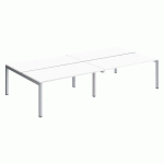 PÔLE 4 BUREAUX DROITS ARKO L 320 X P 168 CM PLATEAUX BLANC PIÈTEMENT MÉTAL ARCHE ALUMINIUM
