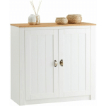 BUFFET BOLTON MEUBLE DE RANGEMENT EN BOIS AU STYLE CLASSIQUE, AVEC 2 PORTES, EN PIN MASSIF LASURÉ BLANC ET BRUN - BLANC/BRUN