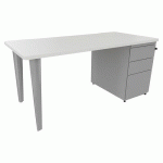 BUREAU EVIDENCE 160X80 BLANC CAISSON PORTEUR/PIED ALU - VINCO