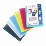 LOT DE 10 - PROTÈGE-DOCUMENTS VIQUEL POLYPROPYLÈNE TRANSLUCIDE PERSONNALISABLE A4 70 POCHETTES - 140 VUES – COULEURS ASSORTIES