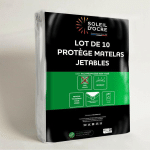 SOLEIL D OCRE - LOT DE 10 PROTÈGES MATELAS JETABLES 160X200 CM, PAR SOLEIL D'OCRE - BLANC