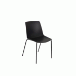 LOT DE 2 - CHAISE OSLO, COQUE PLASTIQUE NOIRE, PIÈTEMENT MÉTAL NOIR