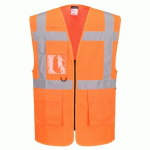 LOT DE 4 - PORTWEST ES376 ES1 ESSENTIAL GILET EXÉCUTIF EN MAILLE HAUTE VISIBILITÉ ORANGE - TAILLE M